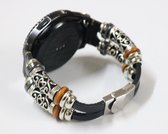 SmartphoneClip® Leer Zwart Ibiza style Bandje geschikt voor Samsung Galaxy Watch 46mm en Gear S3