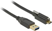 USB-A naar USB-C kabel - USB-C connector met 1 schroef - USB3.1 Gen 2 - tot 3A / zwart - 1 meter