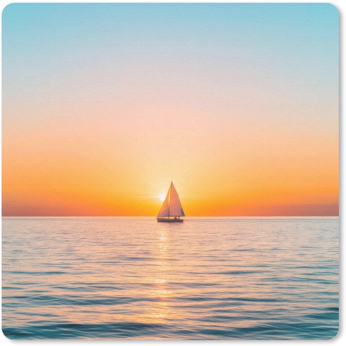 Muismat 20x20 cm - Mousepad Zee - Zeilboot - Zonsondergang - Muismatten