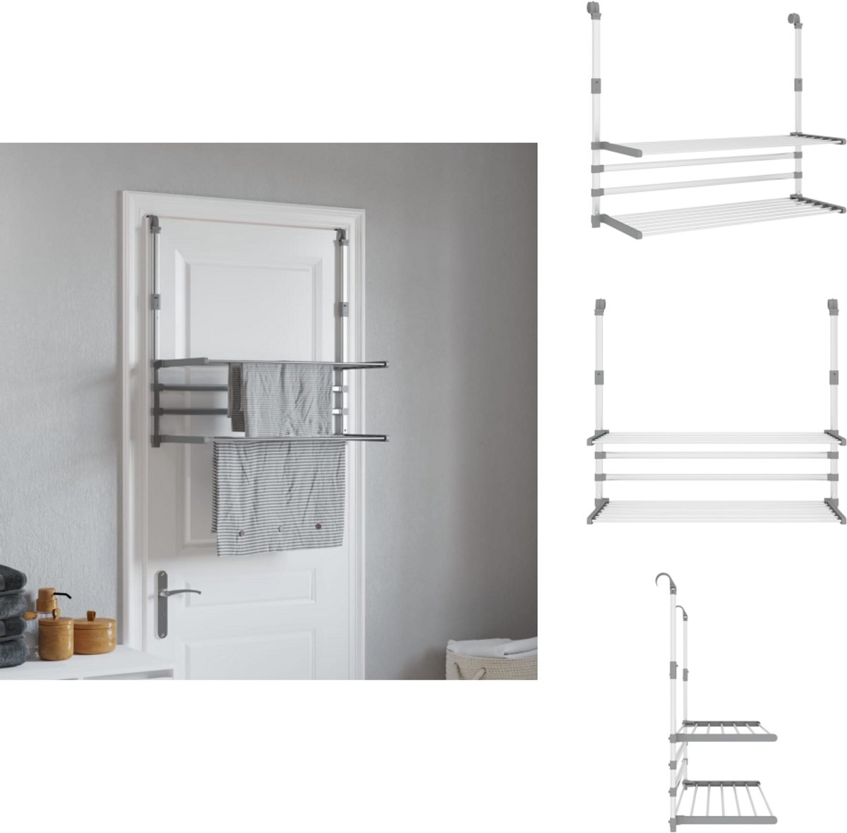 Goedkoopste vidaXL - Droogrek - voor - balkon - 89x25x(60-95) - cm - aluminium