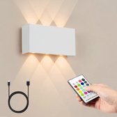 MAXXILED® Wandlamp Oplaadbaar - Met RGB Kleuren - Wandlamp Binnen - Wandlamp Binnen Woonkamer - Wandlamp Slaapkamer - Muurlamp Woonkamer - USB Oplaadbaar - Oplaadbare Wandlamp - Afstandsbediening - Wit