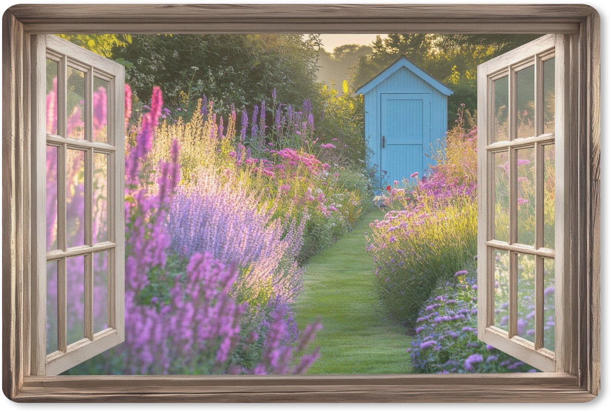 Muismat 27x18 cm - Mousepad Doorkijk - Bloemen - Raam - Natuur - Muismatten