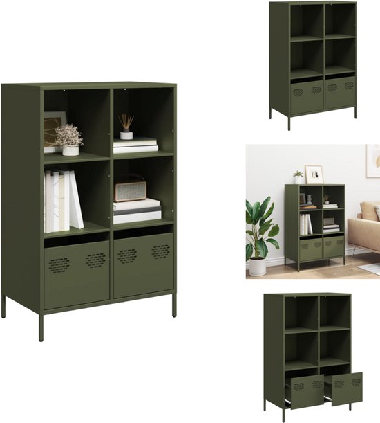 VidaXL Hoge kast 68x39x123 cm staal zwart - Kantoormeubelen Plus
