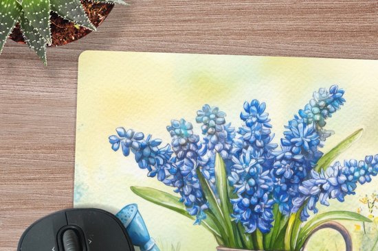 Muismat XXL 40x40 cm - Bureau onderlegger - Bureau mat Lavendelbloemen - Quote - Gieter - Bureaumat - Gaming mousepad xl - Bureaulegger groot - Computer deskmat