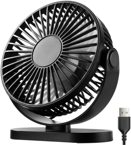 YONO Tafelventilator - USB Ventilator voor Tafel - Bureau - Computer - Laptop - Kantelbaar - Fan 3 Snelheden - Zwart