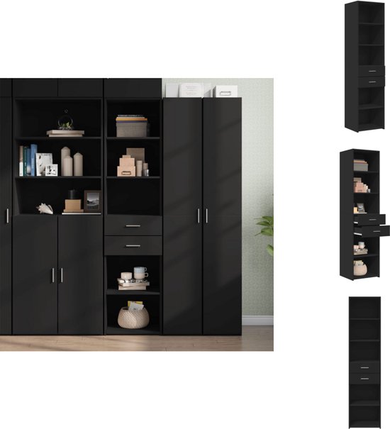 Hoge kast met 3 deuren 40x33x110 cm massief acaciahout en ijzer