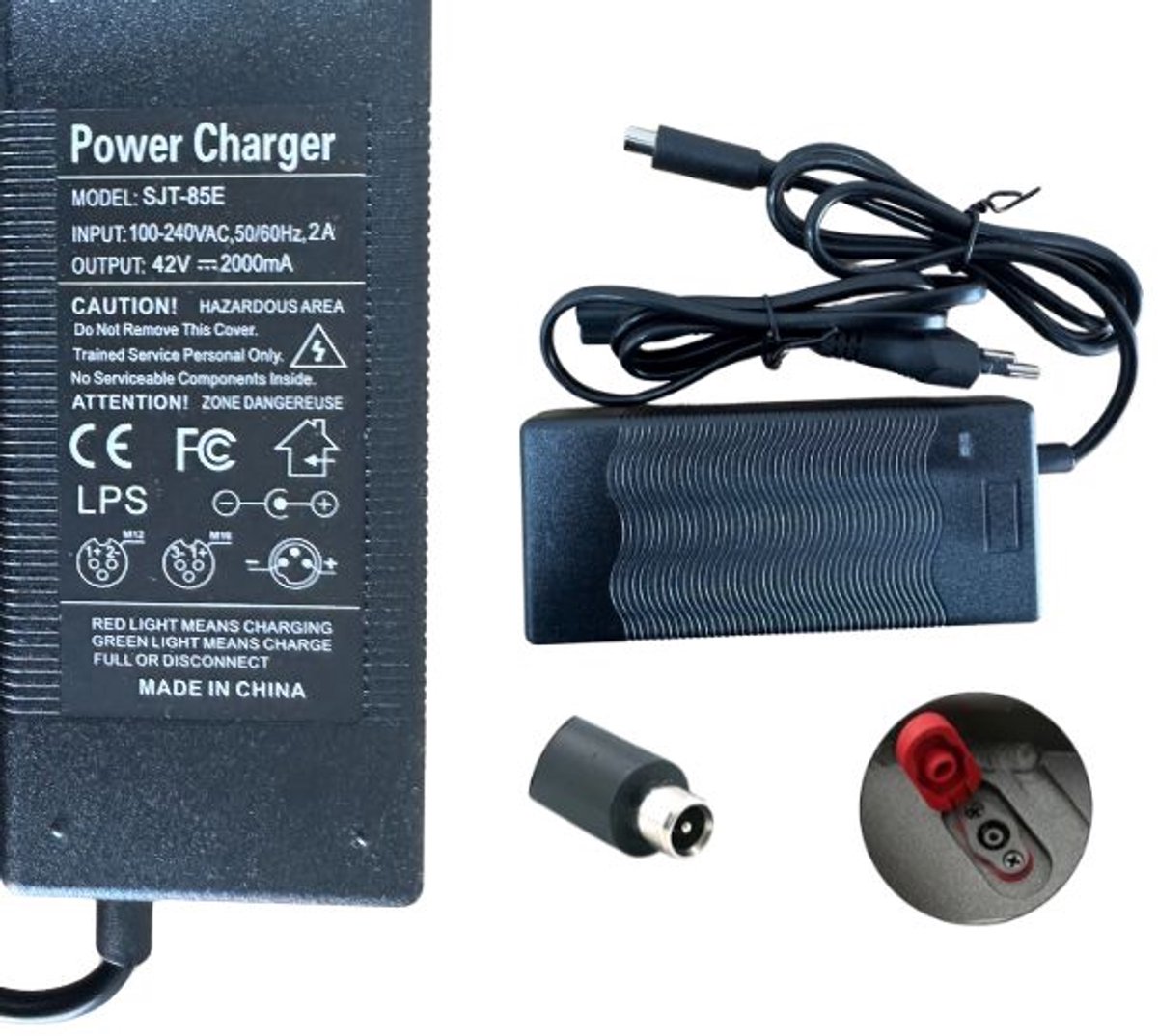 Oplader - Charger voor Elektrische Step / Scooter - 42V/2A Voedingsadapter Geschikt voor Segway Ninebot ES1/ES2/ES4 , Xiaomi Mi Mijia M365, LIME, BIRD SKIP