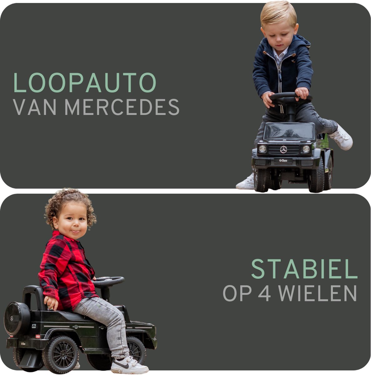 Bandits & Angels Loopauto Mercedes Benz G350D Zwart vanaf 1 jaar voor Jongens en Meisjes - Stimuleert Motorische Vaardigheden - Loopwagen 24 cm - Zwarte Loop Auto — afbeelding 9