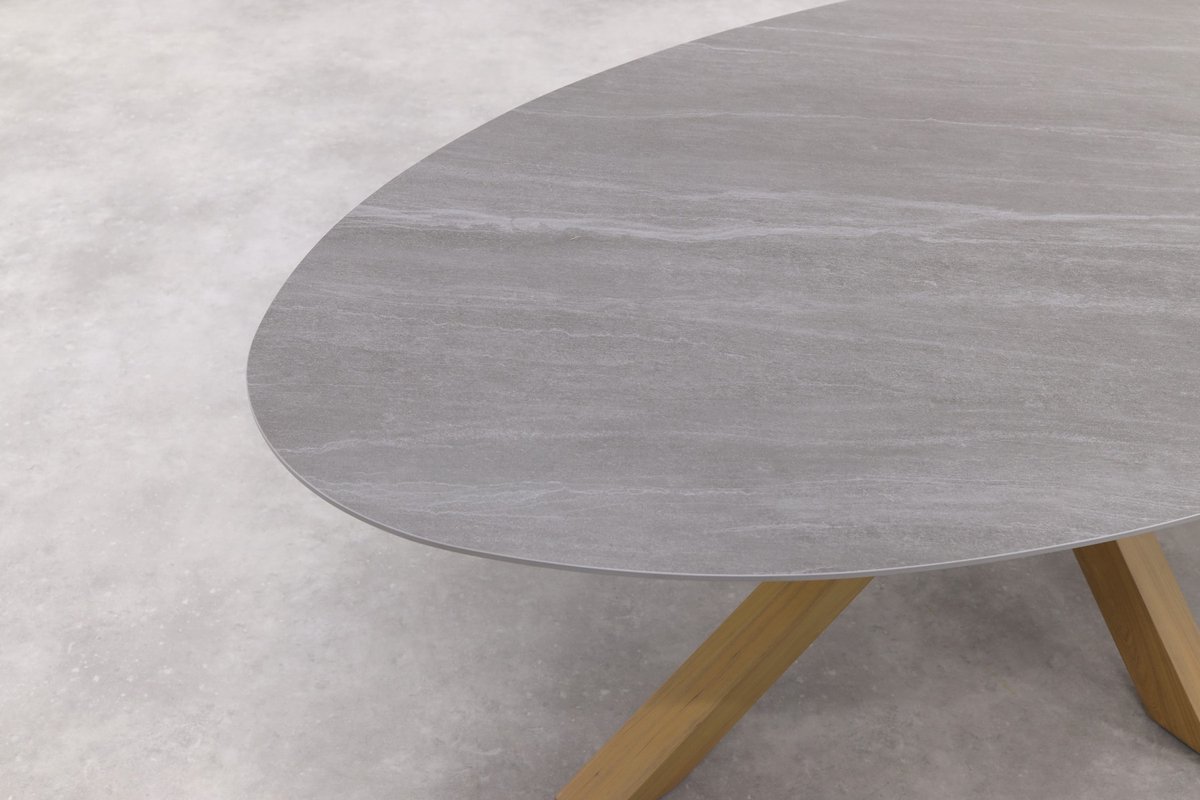GI Scotland ovale tuintafel 230x115 cm. - Teak look (OP=OP)