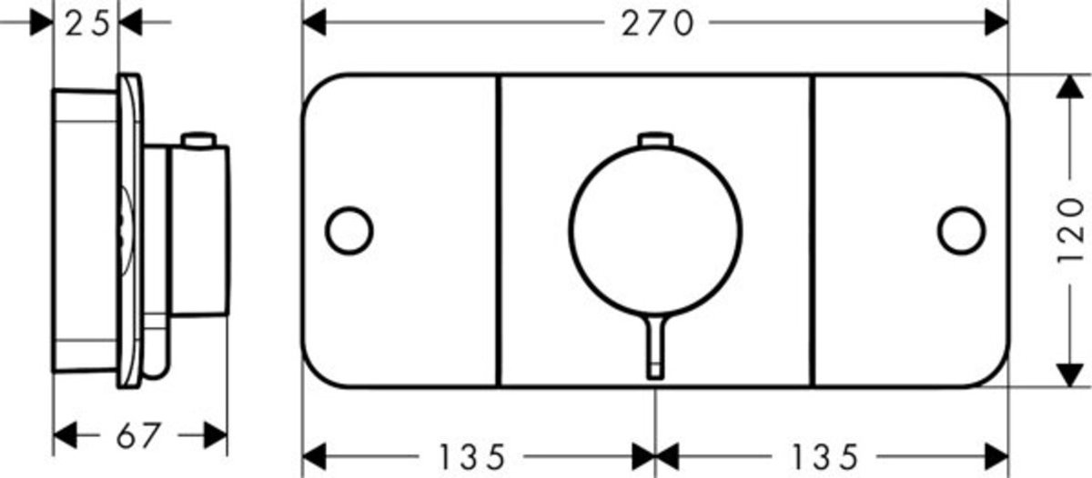 Axor One - Inbouwthermostaat voor 2 functies, mat zwart 45712670