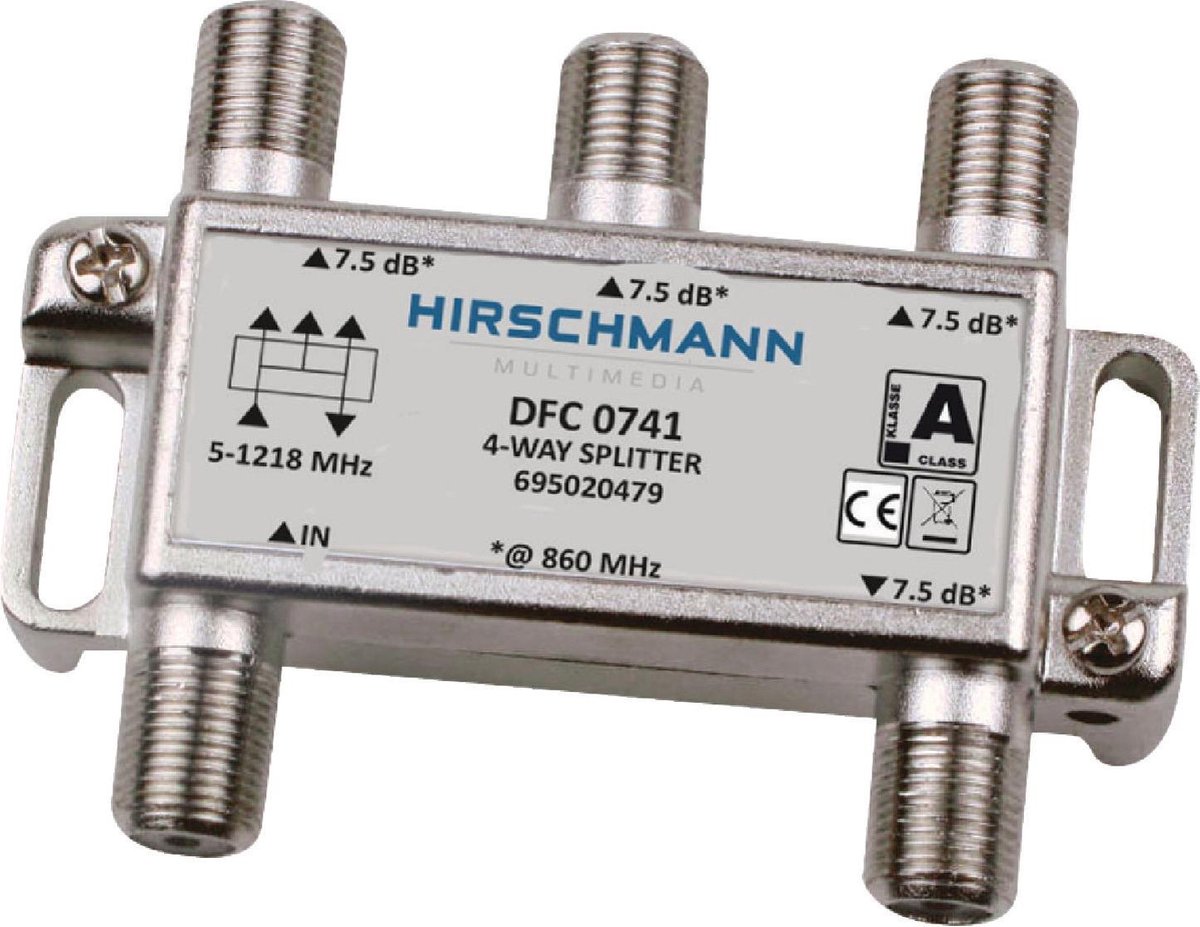 CATV-Splitter 8.3 dB / 5-1218 MHz - 4 Uitgangen