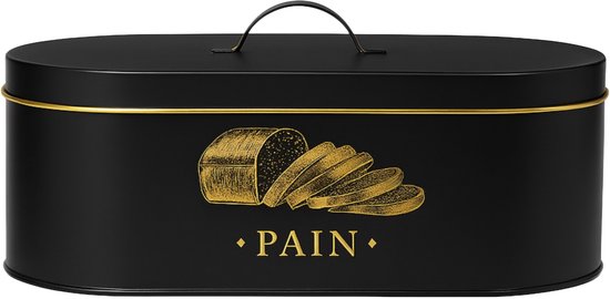 Corbeille à Pain Pain Métal - Zwart et Goud - 33 x 18 x 12 CM