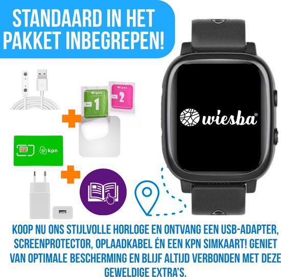 Wiesba WB15 - smartwatch kinderen - gps horloge kind - kinderhorloge bellen - gps tracker kinderhorloge - kinderhorloge met gps - kinderhorloge