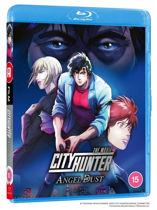 Blu-ray hoes van City Hunter: Angel Dust met drie anime personages en Britse keurmerk.