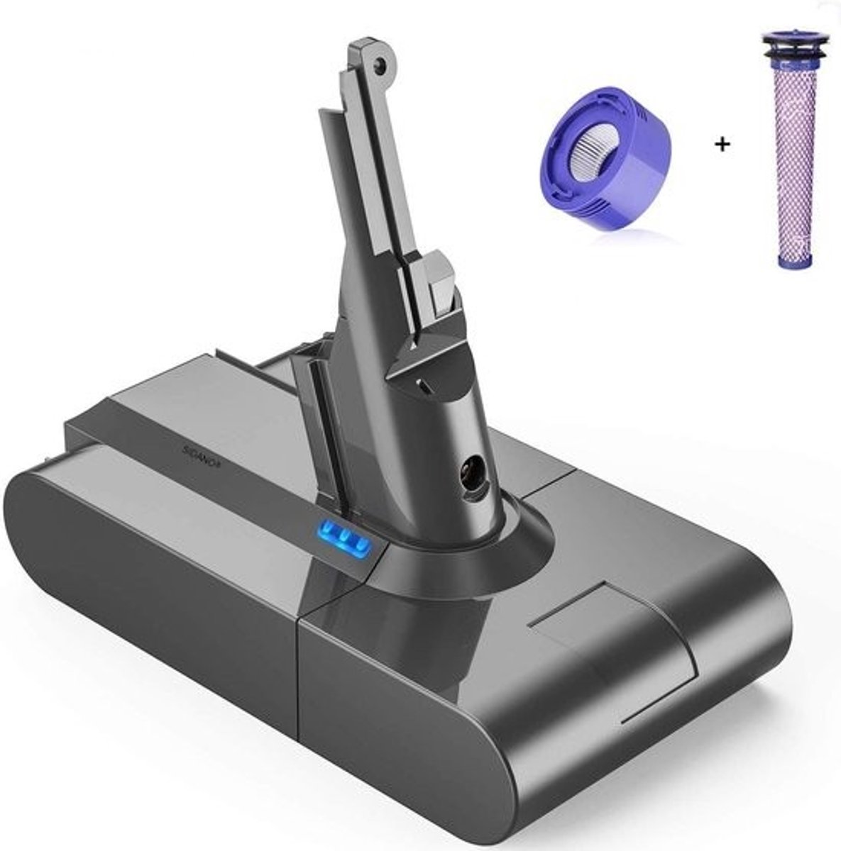 SIDANO® Vervangende Accu - Batterij geschikt voor Dyson V8 - 4000mAh - met 2 filters (HEPA en voorfilter)