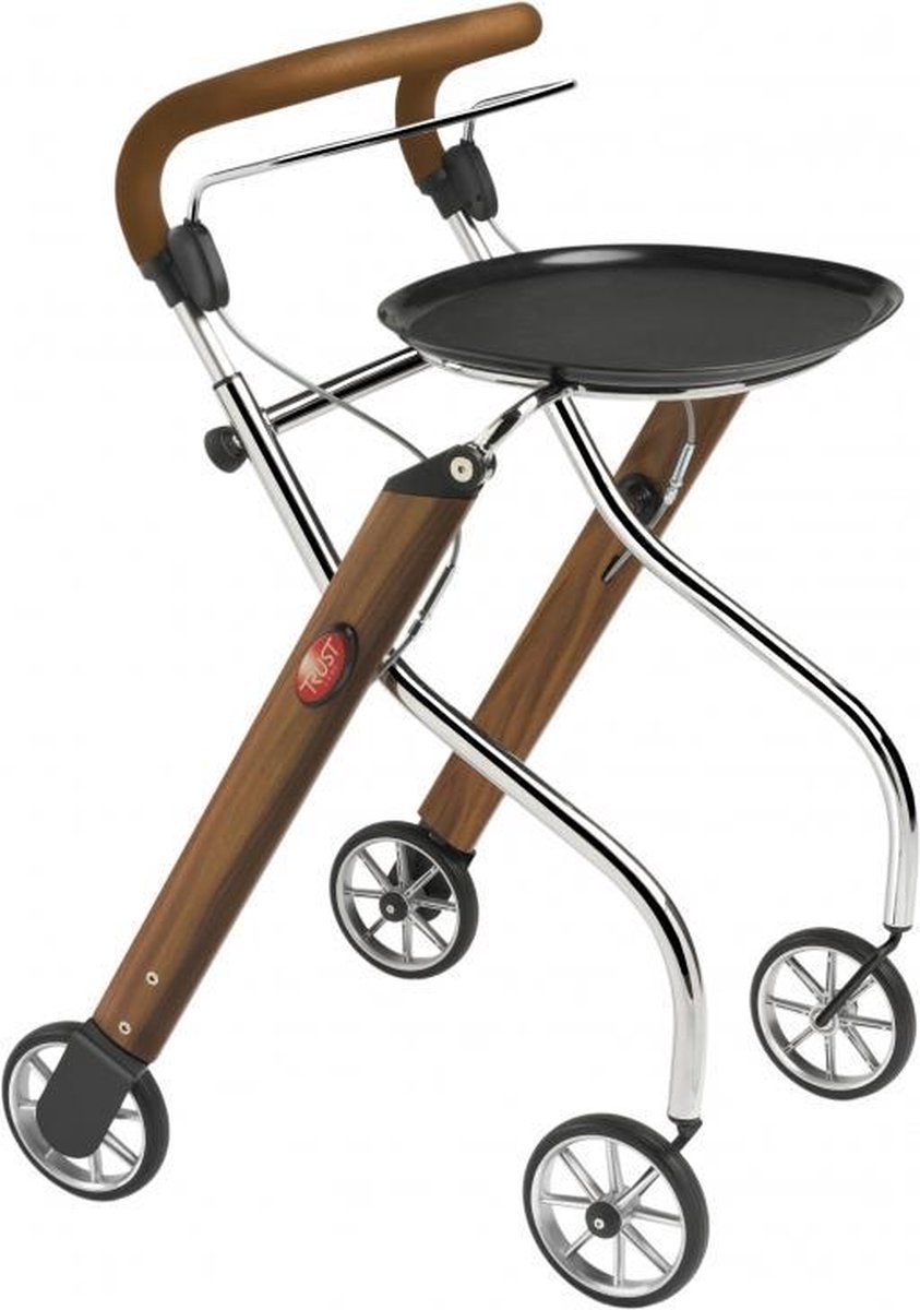 Goedkoopste Let's Go Indoor rollator - Walnoot/chroom - Trustcare