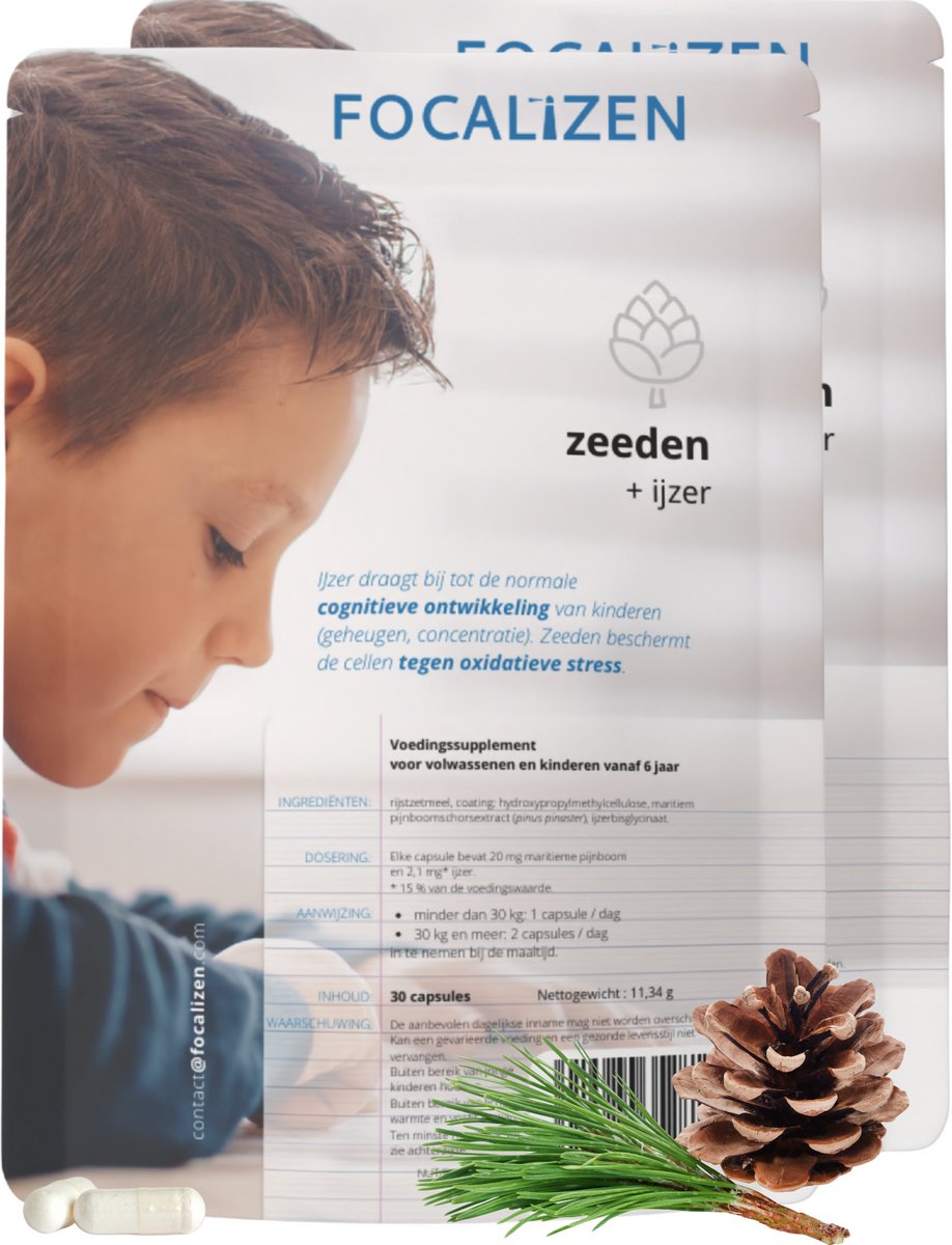 Goedkoopste FOCALiZEN - Concentratie van kinderen / tieners - met of zonder ADHD - 2x30 capsules