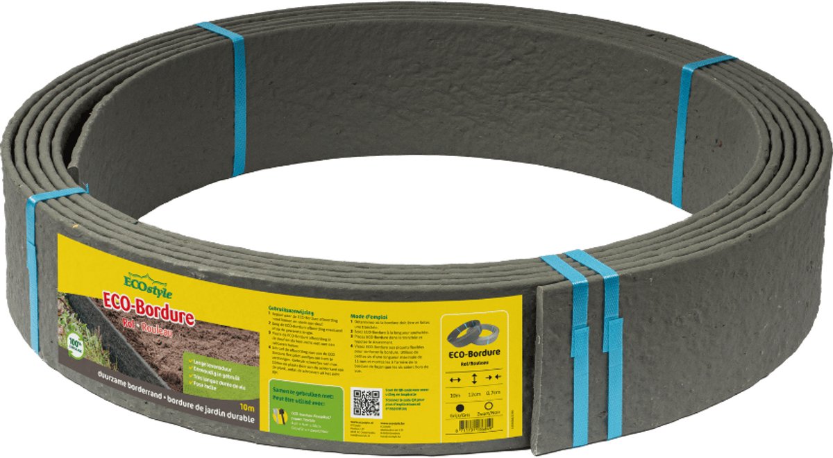 ECOstyle ECO-Bordure Rol - Bordurerol - Grijs - 10 m
