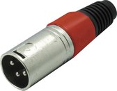 XLR 3-pins (m) connector met plastic trekontlasting - grijs/rood