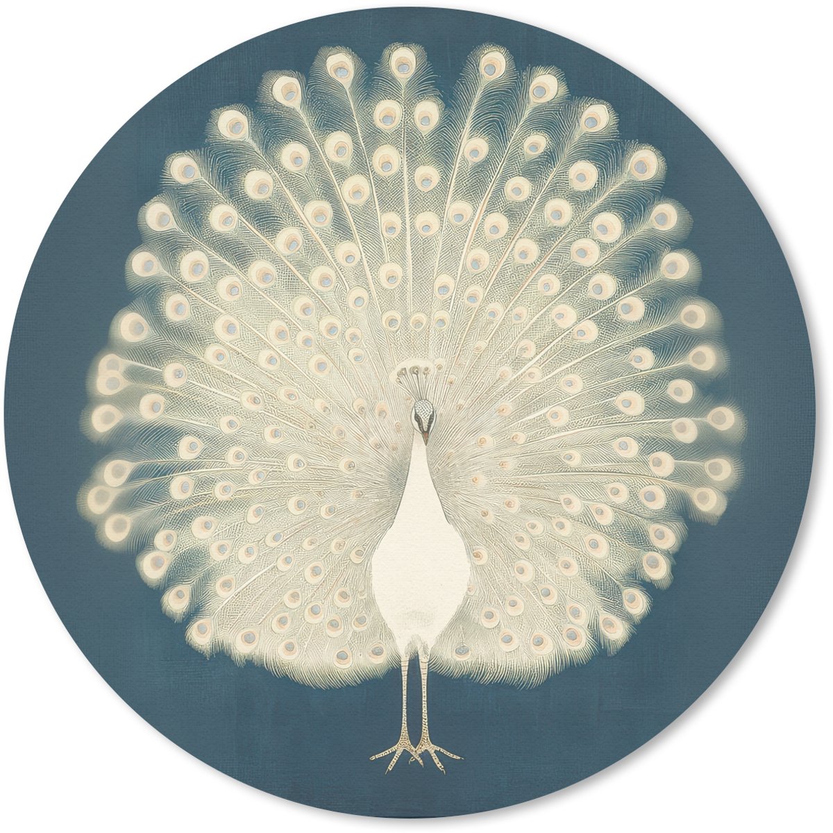 Muismat rond 30x30 cm - Mousepad Vogel - Blauw - Vintage - Ronde muismatten