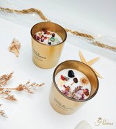 Luxe cadeau - Hawsaz.nl kaars - Edelsteen Kaars Amber - Geurkaars - Edelstenen Kaars - Geurkaars met edelstenen - Kado - Rozen - Valentijn - Violet & sandalwood Kaars - Edelsteen - Schelpen - Cadeau - Verjaardag cadeau - Candle - Geschenk - Geurkaars