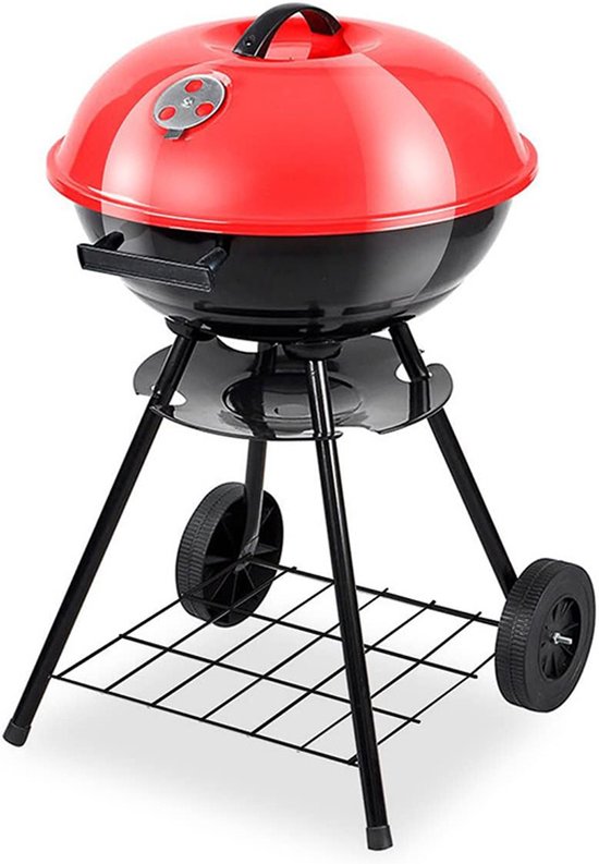 Ronde Houtskool Barbecue met Deksel & Wieltjes - Vergrendelbaar & Draagbaar! bbq grill - barbecues - barbecue accessoires - barbecue houtskool - barbecue hoes van Merkloos — afbeelding 3