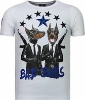 Bad Boys Pinscher - Rhinestone T-shirt - Wit