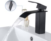 Robinet de lavabo Auralum Zwart - Robinet de lavabo - Robinet de lavabo de salle de bain - Robinets à levier unique de style moderne - Contrôle chaud et froid