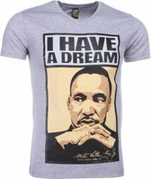 T-shirt - Martin Luther King I Have A Dream Print - Grijs