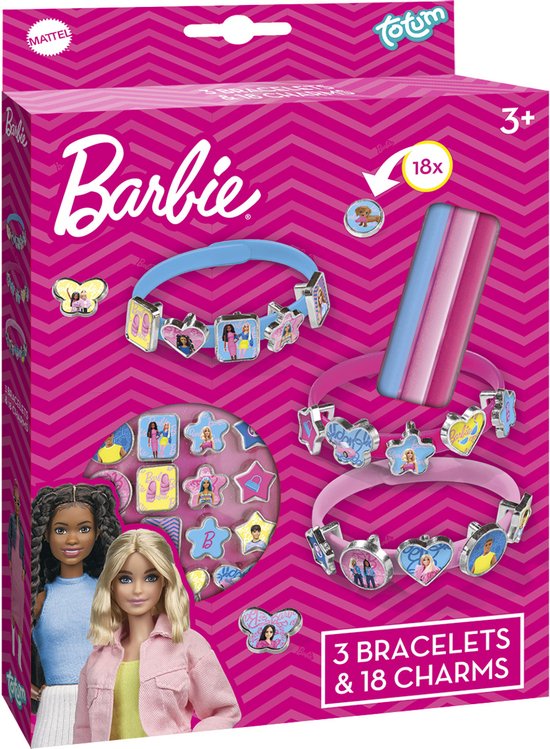 Barbie Totum 3 schuif armbandjes maken met 18 bedels - speelgoed meisjes vanaf 3 jaar - sieraden knutselset