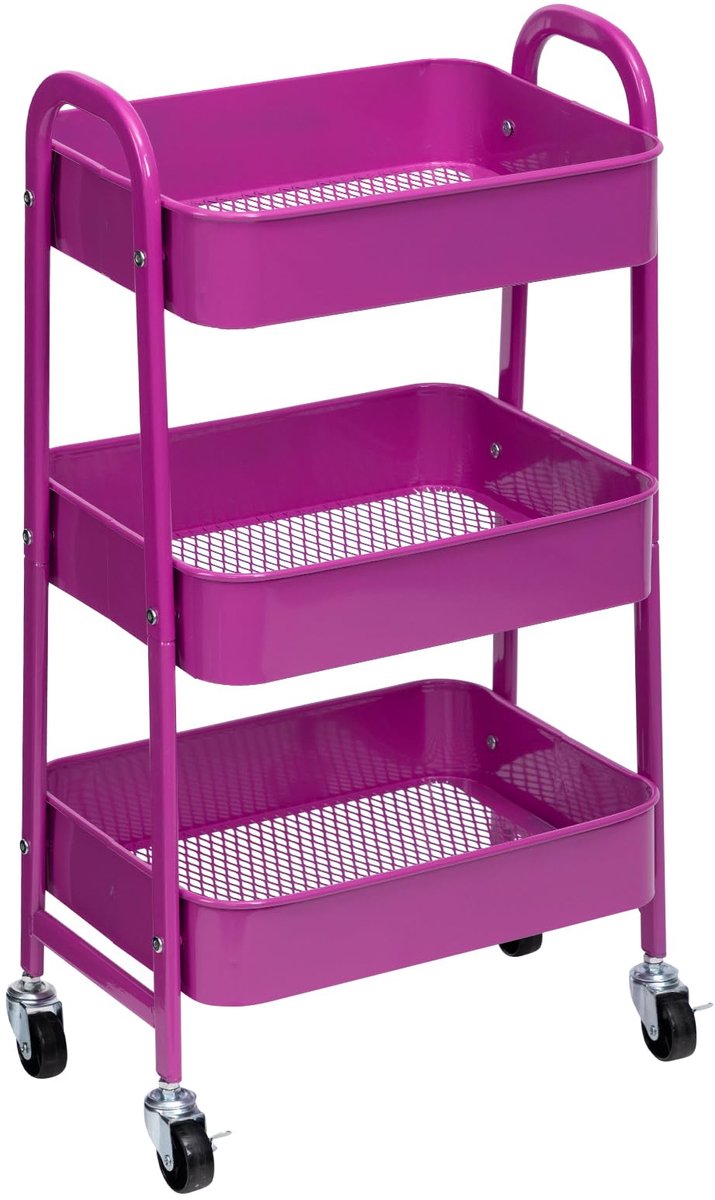 Unyqoos ® Multifunctionele Metalen Opslag Trolley met Wielen voor Compacte Ruimtes en Veelzijdig Gebruik