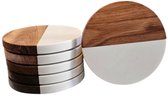 Nouveau Design : 6 Sous-verres en bois et marbre de haute qualité - Design de sous-verres - Sous-verres - Sous-verres de qualité - Sous-verres pour Verres