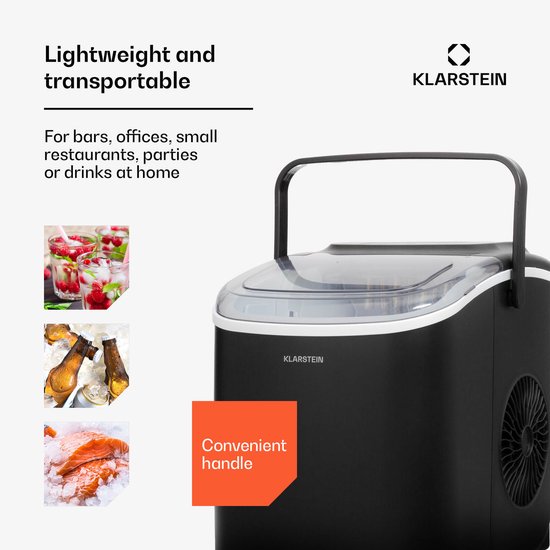Klarstein ijsblokjesmachine voor thuis, kamperen en horeca; snelle mini-ijsblokjesmachine, professionele ijsmaker voor grote en kleine ijsblokjes; zelfreinigend; watertank van 1,3 liter; 12 kg ijs in 24 uur - IJsmachine - voor Bar voor Feest - LED van Klarstein — afbeelding 4