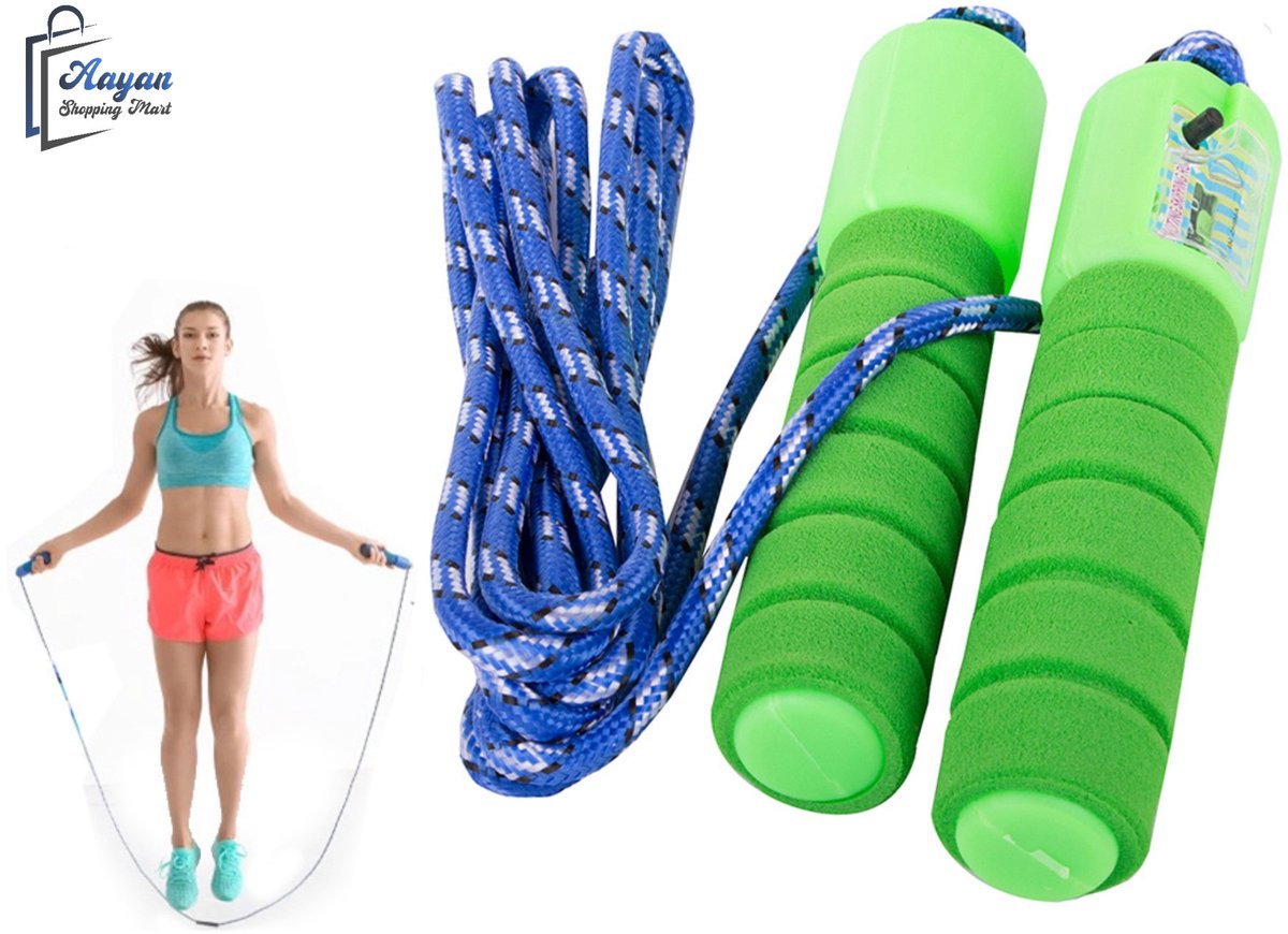 Verstelbaar springtouw met toonbank – Perfect voor Fitness & CrossFit - springtouw volwassenen - springtouwen - springtouw kinderen - groente - 65632