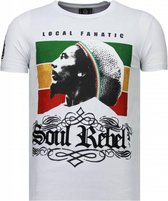 Soul Rebel Bob Marley - Rhinestone T-shirt - Wit