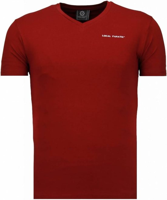 Local Fanatic Basic Exclusive V Neck - T-Shirt - Bordeaux Basic Exclusive - T-Shirt - T-shirt Homme Rouge Taille S