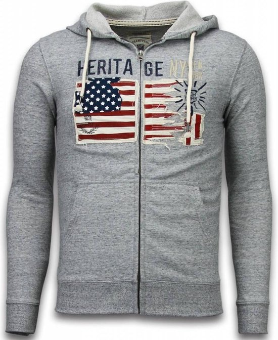 Enos Casual Vest - Embroidery American Heritage - Grijs