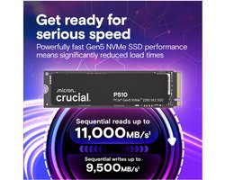 Crucial P510 | 1TB NVMe SSD | M.2 | Gen5 | 11.700MB/s Lezen | 9.500MB/s Schrijven