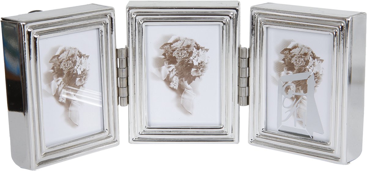 Fotolijst - Trio Pasfotolijstje - glanzend - 4x5cm - Zilver