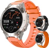 Maoo FORGE - GPS Smartwatch Heren - 1.43" AMOLED Display - 3 Bandjes - GPS (5 satellieten) - Belfunctie - 730mAh Batterij (lange accuduur) - 170+ Sportmodi - Hartslag, Bloeddruk, SpO2, Stappenteller - Kompas, Zaklamp - 1 ATM Waterdicht - Steel Silver
