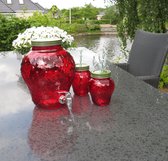 Pichet à limonade ou à eau avec robinet - Motif fraise - incl. 2 gobelets avec paille et couvercle - Summery - Rouge