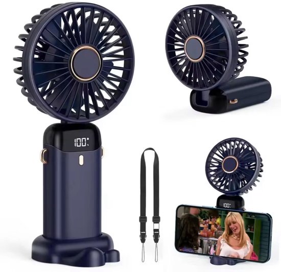 Mini ventilator – handventilator – usb – oplaadbaar – 3600 mAh – paars