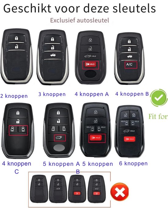 Siliconen Sleutel Case Auto Lock Key Cover, voor Toyota CHR C-HR Camry Prius Prado 2016-2020