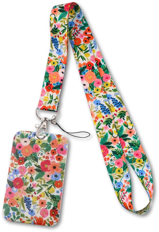 Foto: Travel cords keycord met pashouder summer garden uitschuifbaar bloemen eenzijdig transparant venster lanyard passen sleutels en telefoon met telefooncord hardcase