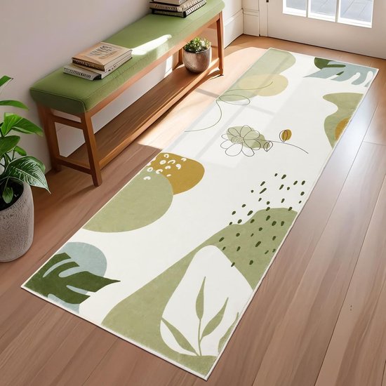 Homcomodar Loper vloerkleed voor ingang, 65 x 240 cm extra lange hal tapijten loper antislip wasbaar vloertapijt lopers voor gangen, slaapkamer, wasruimte keuken kamer (grijs