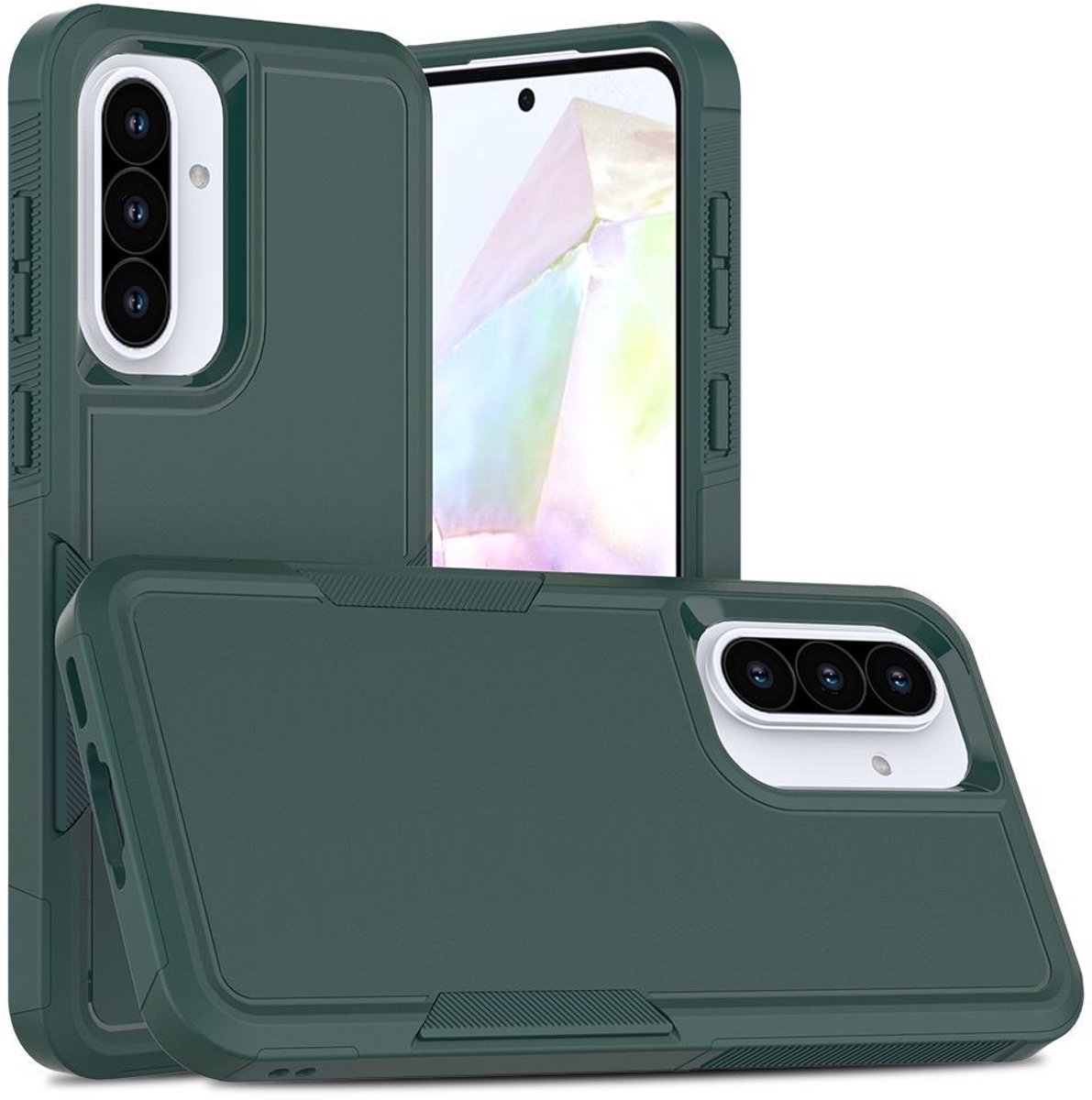 Mobigear Hoesje geschikt voor Samsung Galaxy A36 Telefoonhoesje Hardcase | Mobigear Heavy Armor Backcover Shockproof | Schokbestendig Galaxy A36 Telefoonhoesje | Anti Shock Proof - Groen