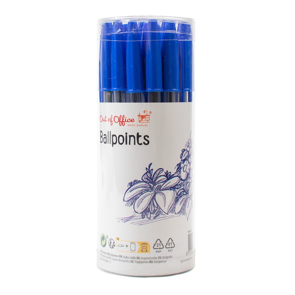 Out of Office | Balpennen | Blauwe inkt | 24 stuks