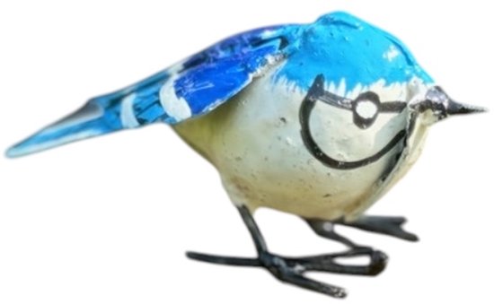 Blauwe gaai - handgemaakt uit Afrika - vogel - in kleur