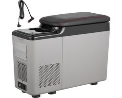 Autokoelkast, 12 volt draagbare koelkast met armsteun voor in de auto, 15 liter vriezer met één zone, -4℉-68℉ verstelbaar, 12/24 V DC & 100-240 V AC compressor koelbox voor buitenavonturen en kamperen