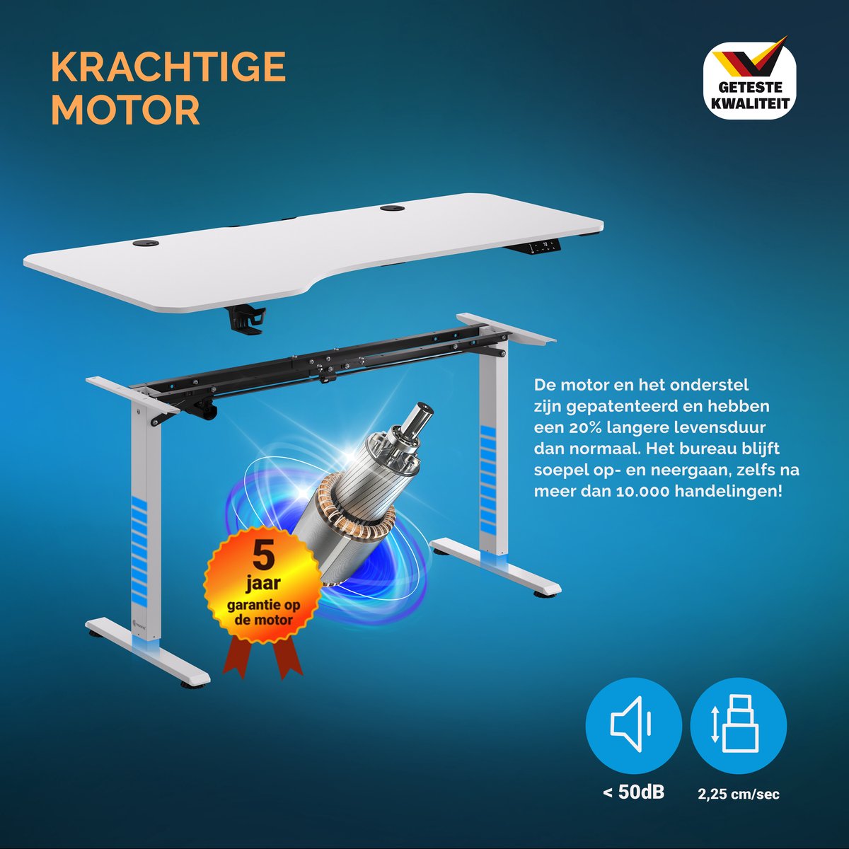 Casaria Zit sta bureau - 110x60cm Geheugenfunctie Elektrisch Verstelbaar - Zwart thumbnail 6